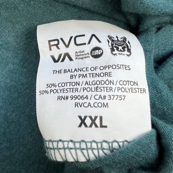 RVCA T Shirt Men's XXL Graphic Balance of Opposites Vintage Dye Slim Fit Green - Picture 5 of 11